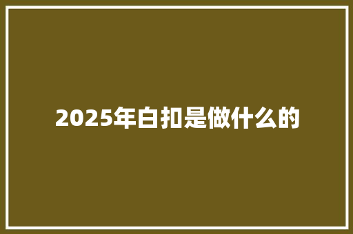 2025年白扣是做什么的