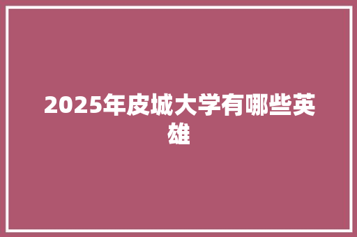 2025年皮城大学有哪些英雄 未命名