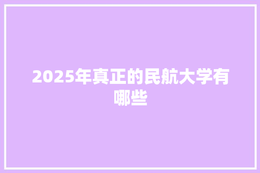 2025年真正的民航大学有哪些