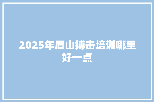 2025年眉山搏击培训哪里好一点