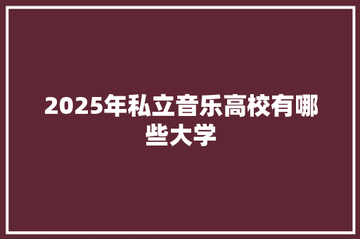 2025年私立音乐高校有哪些大学