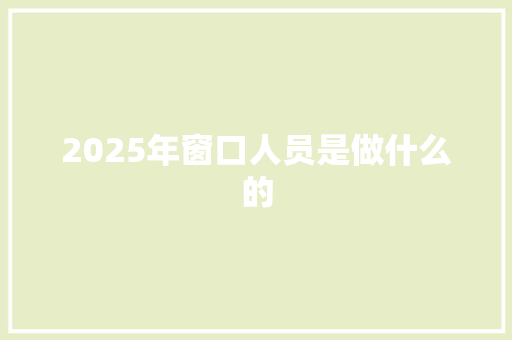 2025年窗口人员是做什么的