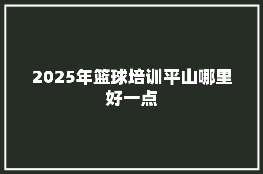 2025年篮球培训平山哪里好一点 未命名