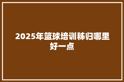 2025年篮球培训秭归哪里好一点