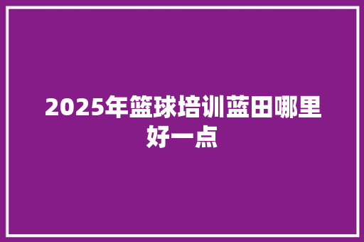 2025年篮球培训蓝田哪里好一点