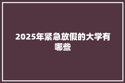 2025年紧急放假的大学有哪些 未命名