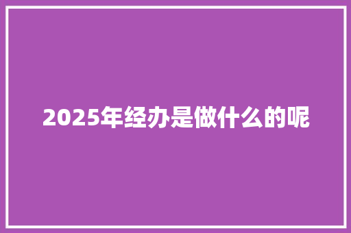 2025年经办是做什么的呢 未命名