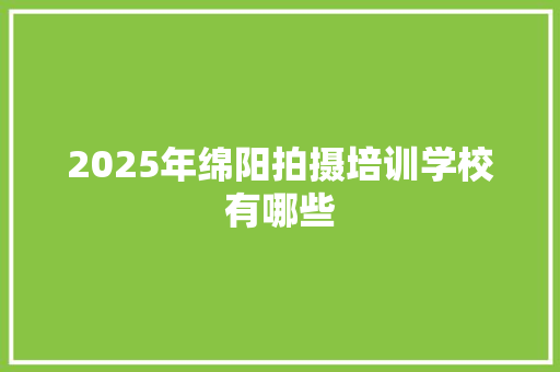 2025年绵阳拍摄培训学校有哪些