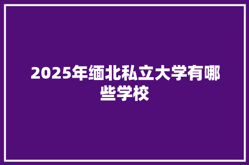 2025年缅北私立大学有哪些学校