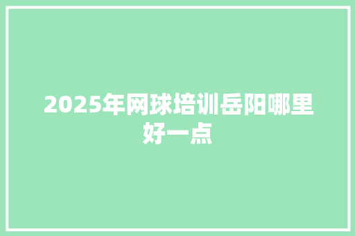 2025年网球培训岳阳哪里好一点