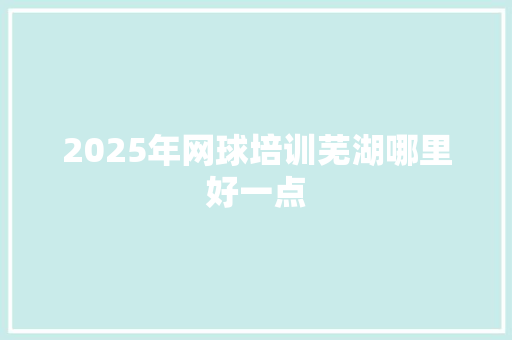 2025年网球培训芜湖哪里好一点