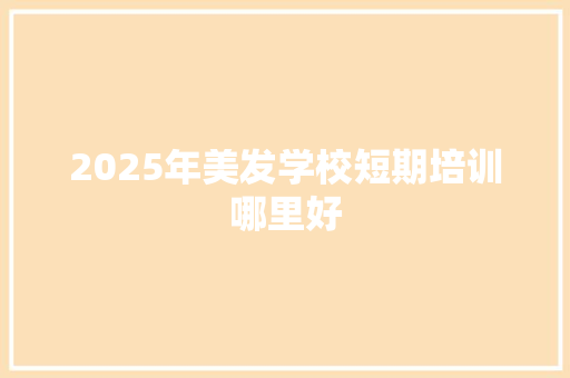 2025年美发学校短期培训哪里好 未命名