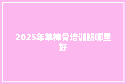 2025年羊棒骨培训班哪里好