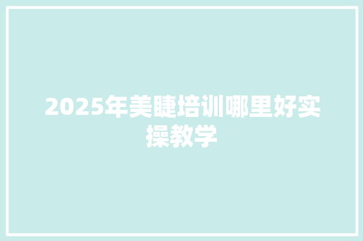 2025年美睫培训哪里好实操教学