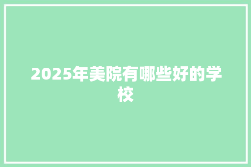 2025年美院有哪些好的学校