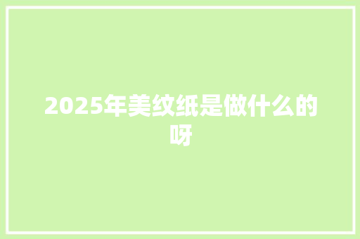 2025年美纹纸是做什么的呀