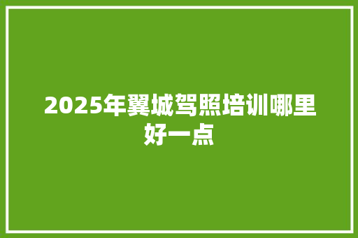 2025年翼城驾照培训哪里好一点