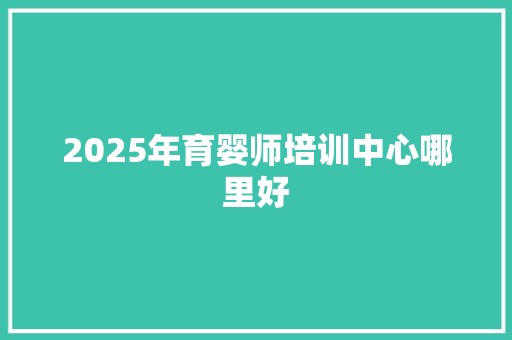 2025年育婴师培训中心哪里好