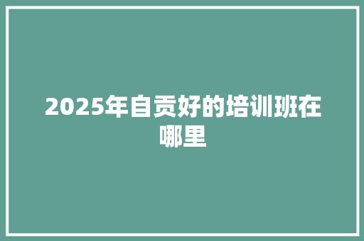 2025年自贡好的培训班在哪里