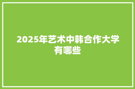 2025年艺术中韩合作大学有哪些