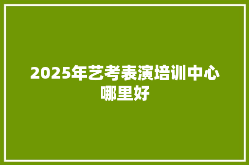 2025年艺考表演培训中心哪里好