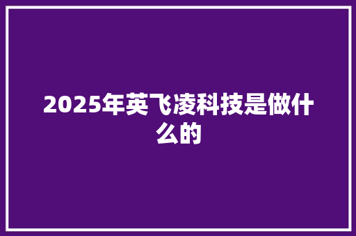 2025年英飞凌科技是做什么的