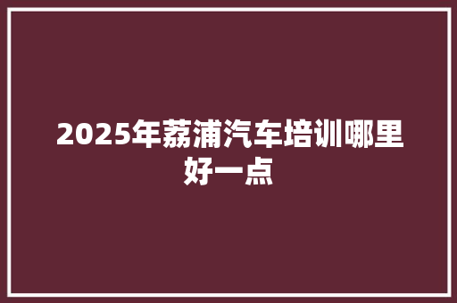 2025年荔浦汽车培训哪里好一点 未命名