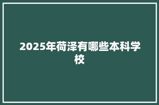 2025年荷泽有哪些本科学校