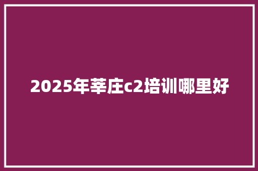 2025年莘庄c2培训哪里好