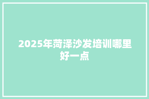 2025年菏泽沙发培训哪里好一点