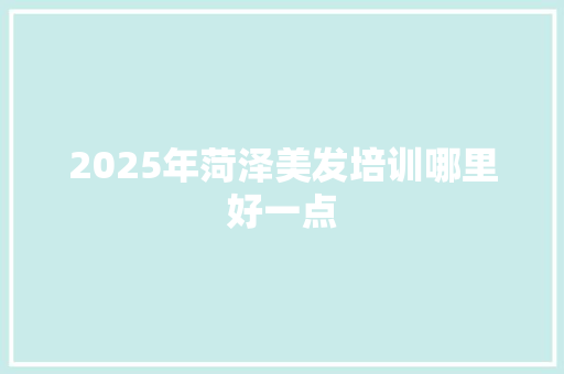 2025年菏泽美发培训哪里好一点