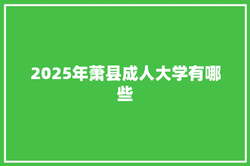 2025年萧县成人大学有哪些