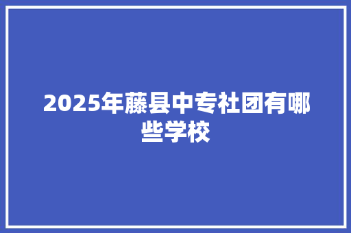 2025年藤县中专社团有哪些学校 未命名