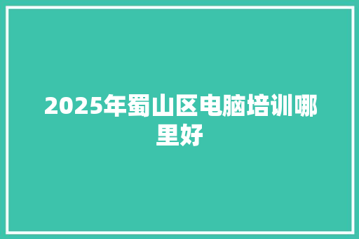 2025年蜀山区电脑培训哪里好 未命名