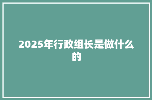 2025年行政组长是做什么的 未命名