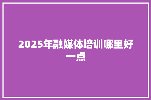 2025年融媒体培训哪里好一点