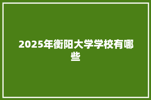 2025年衡阳大学学校有哪些