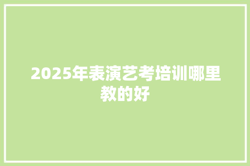 2025年表演艺考培训哪里教的好