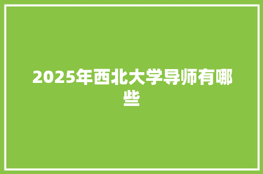 2025年西北大学导师有哪些