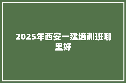 2025年西安一建培训班哪里好