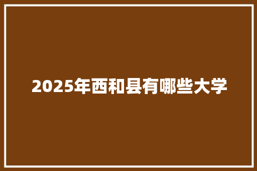 2025年西和县有哪些大学