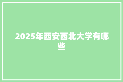 2025年西安西北大学有哪些