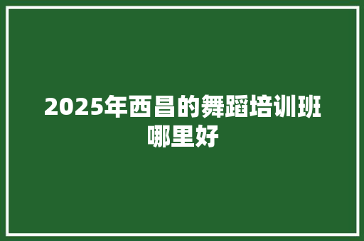 2025年西昌的舞蹈培训班哪里好