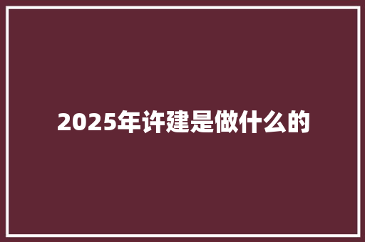 2025年许建是做什么的 未命名