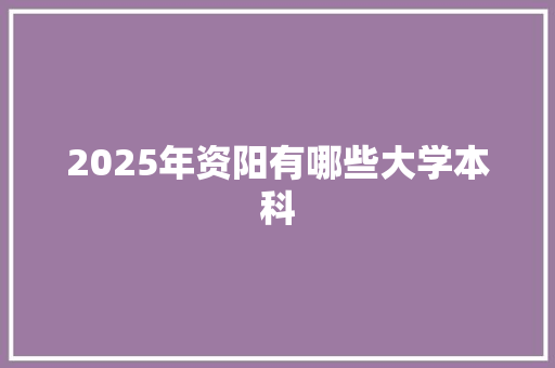 2025年资阳有哪些大学本科