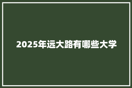 2025年远大路有哪些大学 未命名