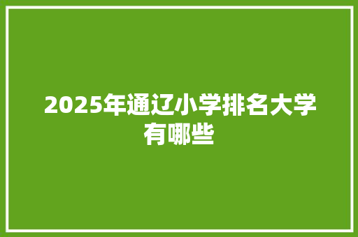 2025年通辽小学排名大学有哪些