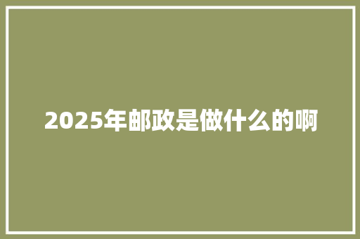 2025年邮政是做什么的啊