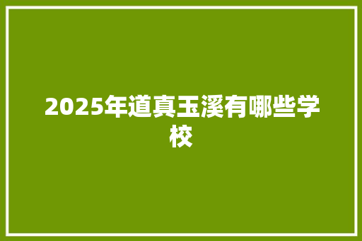 2025年道真玉溪有哪些学校