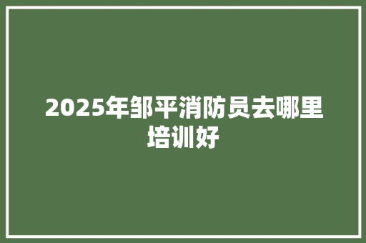 2025年邹平消防员去哪里培训好 未命名